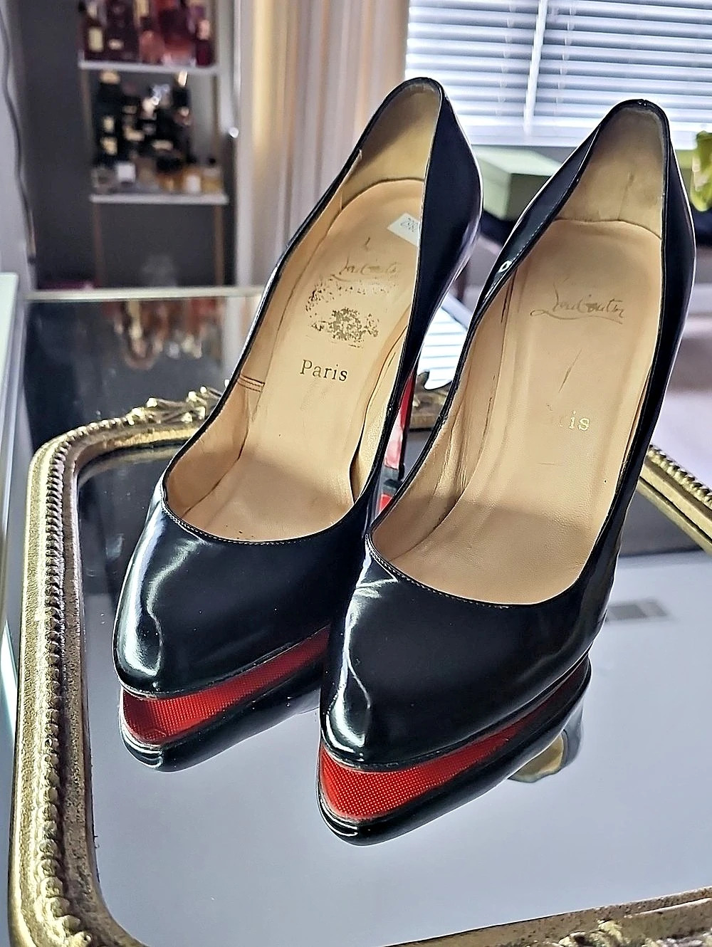 Christian Louboutin Pigalle 120 Patent Calf Pumps 120 Patent Pumps Black & Red